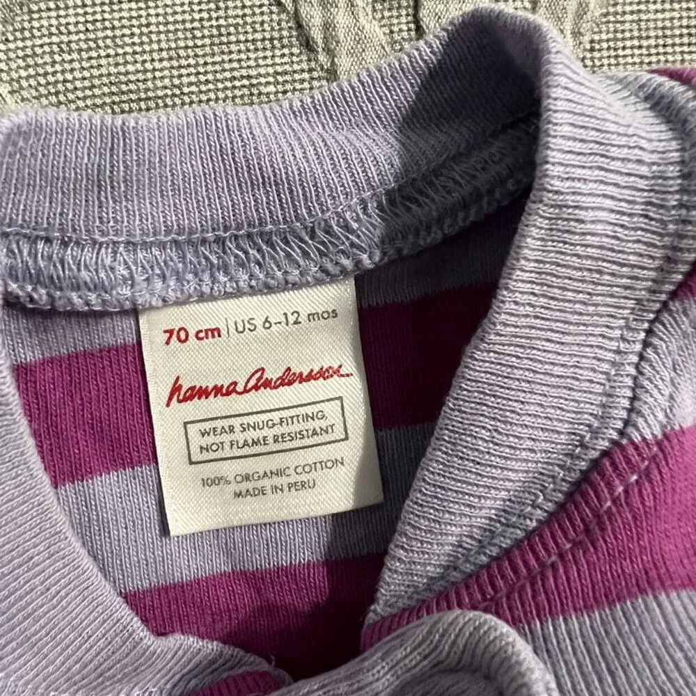Hanna Andersson Sz 70 (6-12m) Striped Zip Pajamas